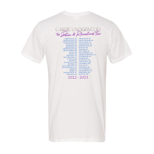 White Denim & Rhinestones Tour Photo Itinerary T-Shirt Back