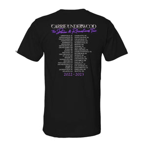 Black Admat Denim & Rhinestones Tour Itinerary T-Shirt Back