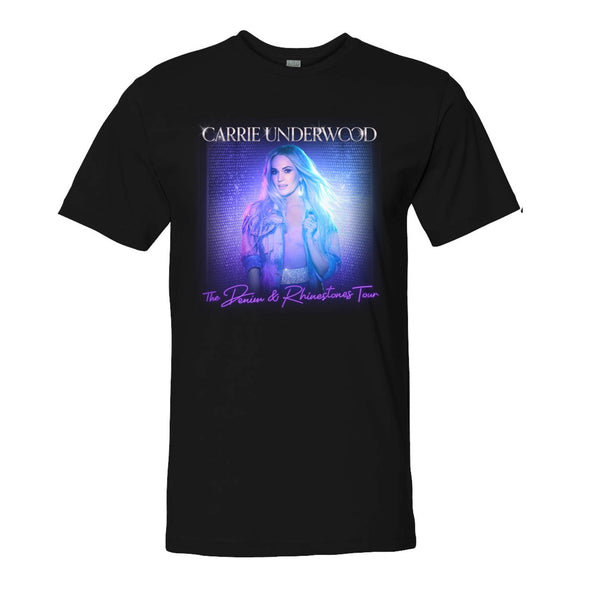 Black Admat Denim & Rhinestones Tour Itinerary T-Shirt Front