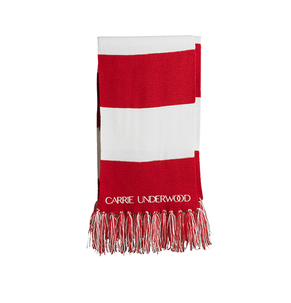 Fringed Red & White Scarf