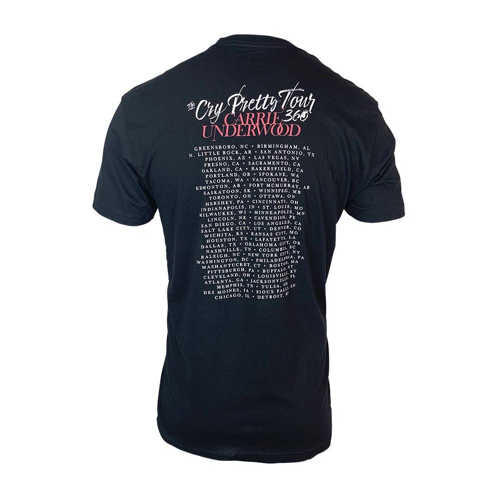 The Cry Pretty Tour 360 Full Face Itinerary T-Shirt – Carrie Underwood ...